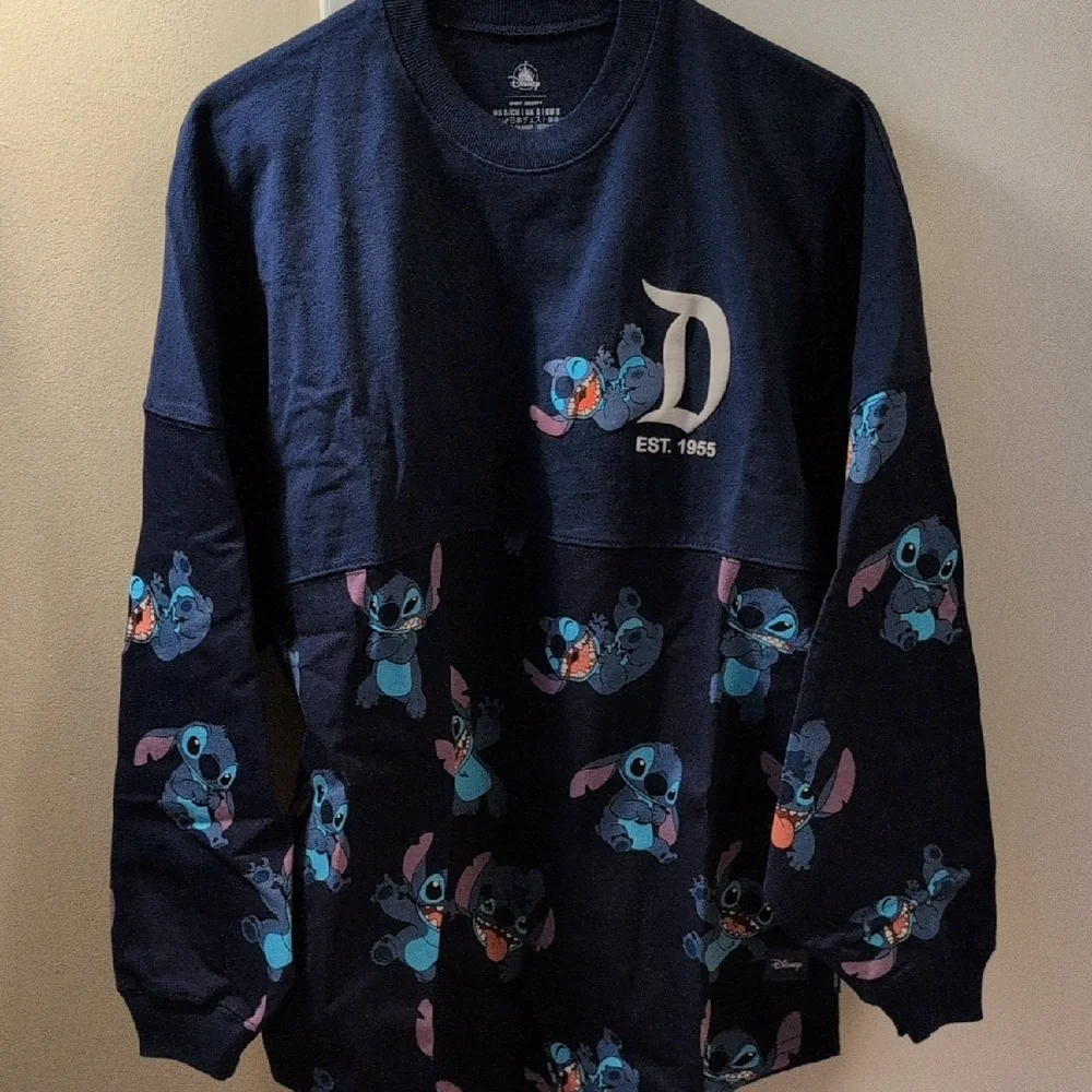 Disney Unisex Spirit Jersey Blue Stitch Long Sleeve Shirt Unisex NWT - Picture 9 of 9